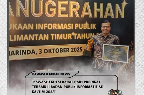 Bawaslu Kutai Barat Raih Predikat Terbaik II Badan Publik Informatif Se-Kaltim Tahun 2025